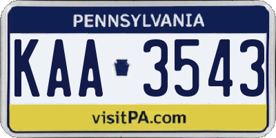 PA license plate KAA3543