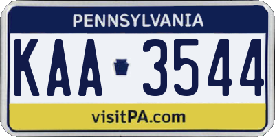 PA license plate KAA3544