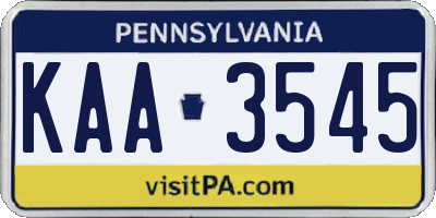 PA license plate KAA3545
