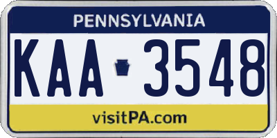 PA license plate KAA3548