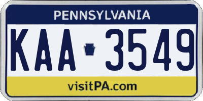 PA license plate KAA3549
