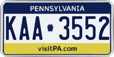 PA license plate KAA3552