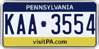 PA license plate KAA3554