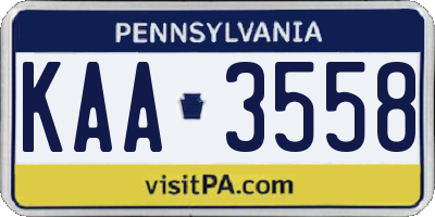 PA license plate KAA3558