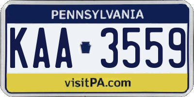 PA license plate KAA3559