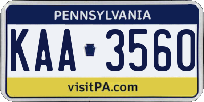 PA license plate KAA3560