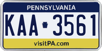 PA license plate KAA3561