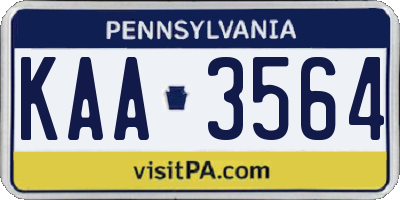 PA license plate KAA3564