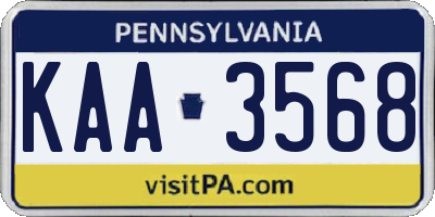 PA license plate KAA3568
