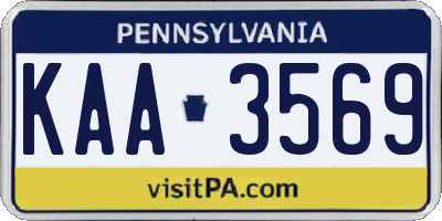 PA license plate KAA3569