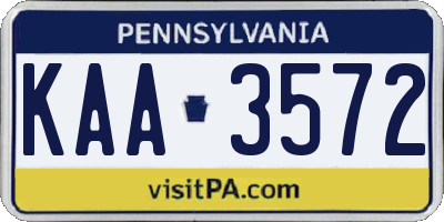 PA license plate KAA3572