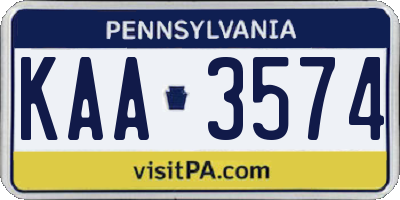 PA license plate KAA3574