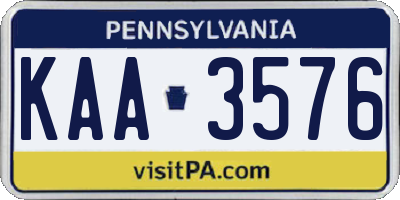 PA license plate KAA3576