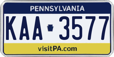 PA license plate KAA3577