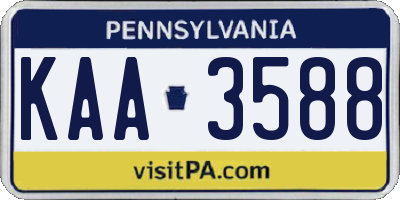 PA license plate KAA3588