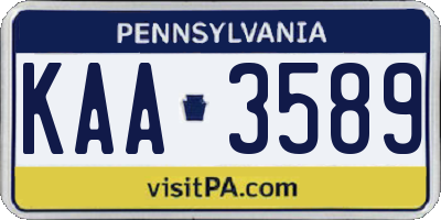 PA license plate KAA3589