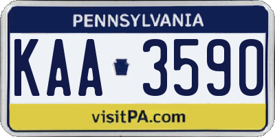 PA license plate KAA3590