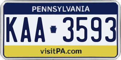 PA license plate KAA3593