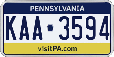 PA license plate KAA3594
