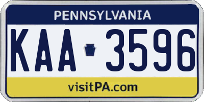 PA license plate KAA3596