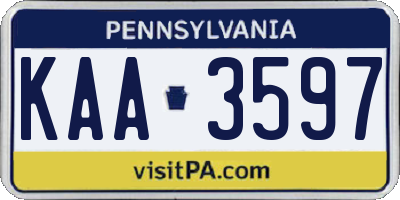 PA license plate KAA3597