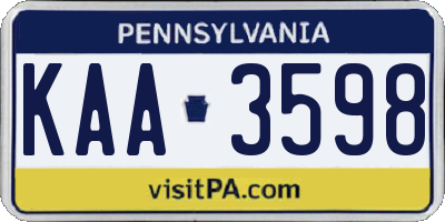 PA license plate KAA3598