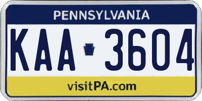 PA license plate KAA3604