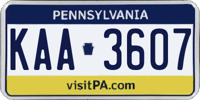 PA license plate KAA3607