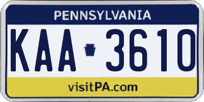 PA license plate KAA3610