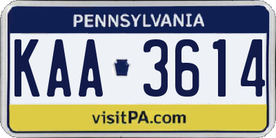 PA license plate KAA3614