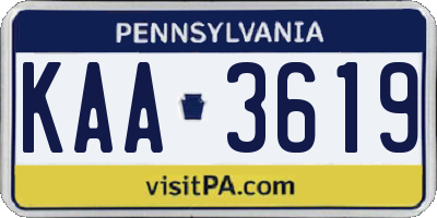 PA license plate KAA3619