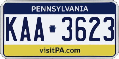 PA license plate KAA3623