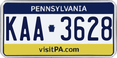 PA license plate KAA3628
