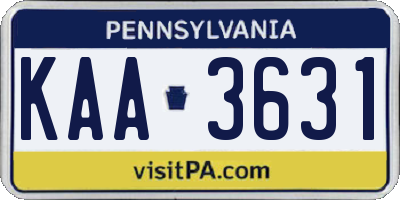 PA license plate KAA3631