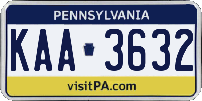 PA license plate KAA3632