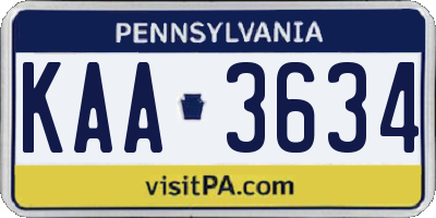 PA license plate KAA3634