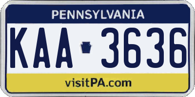 PA license plate KAA3636