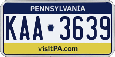 PA license plate KAA3639