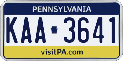 PA license plate KAA3641