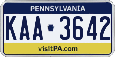 PA license plate KAA3642