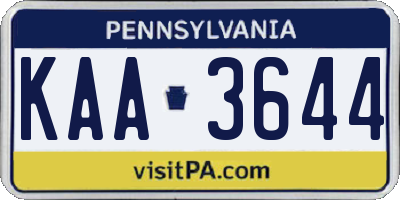 PA license plate KAA3644