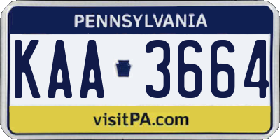 PA license plate KAA3664