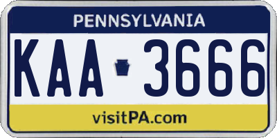 PA license plate KAA3666