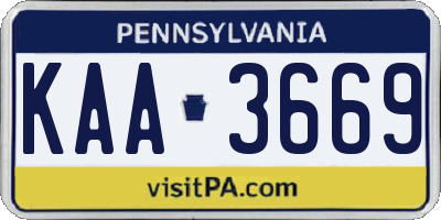 PA license plate KAA3669