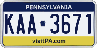 PA license plate KAA3671