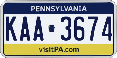 PA license plate KAA3674
