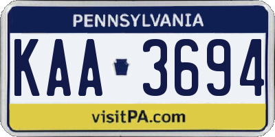 PA license plate KAA3694