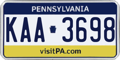 PA license plate KAA3698
