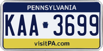 PA license plate KAA3699