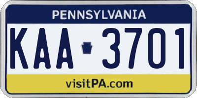 PA license plate KAA3701